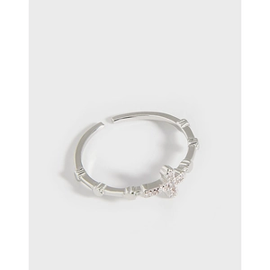 Bague Croix en Argent Sterling S925 pour Femme Minimaliste Ajustable Anneau Ouvert avec Strass Bijoux de Mode Coréenne Cadeau