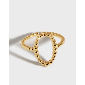 Bague Perlée en Argent Sterling 925 Minimaliste Découpe Ovale Géométrique Bague Ajustable Ouverte pour Femme Bijoux Style Froid