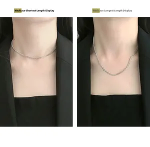 Detail showing adjustable length of 925 sterling silver Cuban link choker necklace