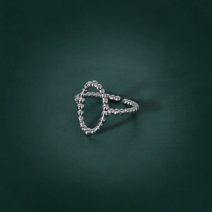 Bague ouverte minimaliste à double couche en argent sterling S925 avec perles