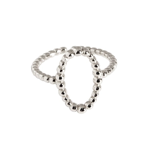 Bague perlée moderne en argent sterling S925 avec un design géométrique épuré