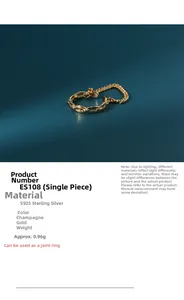 Macro view of S925 sterling silver chain ring in champagne gold finish for joints
