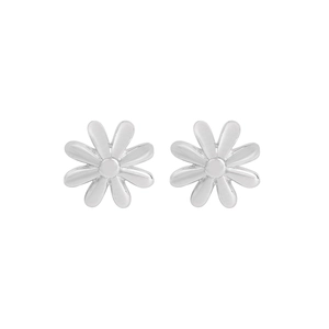 Minimalist S925 sterling silver daisy stud earrings with polished floral petals