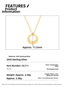 Détail du pendentif en argent S925 avec dimensions et spécifications techniques