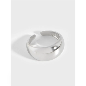 Bague Ouverte en Argent Sterling S925 pour Femme Minimaliste Géométrique Arc Lisse Dôme Anneau Réglable Style Coréen Bijoux Cadeau