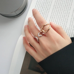Minimalist 925 silver hollow arc open rings for women in gold and silver finish