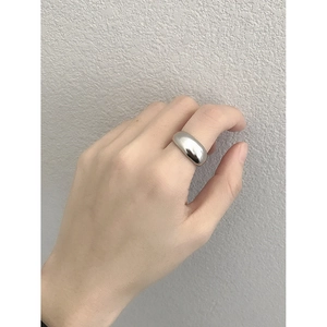 Bague large minimaliste en argent sterling S925 avec finition polie miroir pour femme