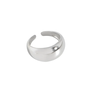 Bague ouverte minimaliste en argent sterling S925 avec surface ronde polie épaisse