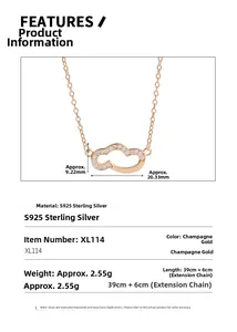 Detail showing S925 sterling silver champagne gold cloud pendant with dimensions