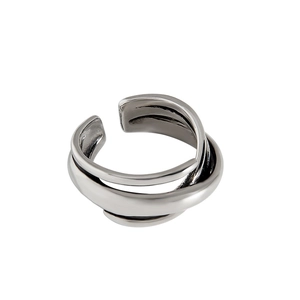 Minimalist multi-layer intertwined S925 sterling silver ring with open adjustable design