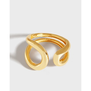 925 Sterling Silver Wavy Open Ring For Women Minimalist Geometric Hollow Irregular Adjustable Ring Fashion Finger Jewelry