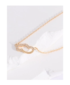 Detailed view of S925 silver cloud necklace with gold plating and sparkling zircons