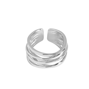 Minimalist S925 sterling silver multi-layer layered geometric open ring for women