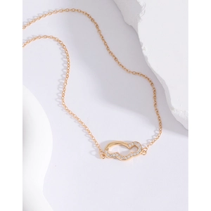 Minimalist S925 silver cloud necklace with zircon pendant on elegant white stone base