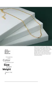 Detailed shot of S925 sterling silver pig nose chain necklace in champagne gold finish