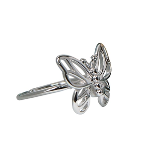 Minimalist S925 sterling silver butterfly ring with adjustable open band for women