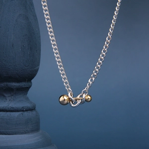 925 Sterling Silver Balancing Ball Pendant Necklace Two Tone Gold Silver Minimalist Geometric Jewelry For Women Accessories