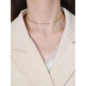 Minimalist S925 sterling silver pig nose chain necklace on model for women