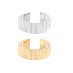 Minimalist S925 sterling silver gear pattern open rings in gold and silver finishes