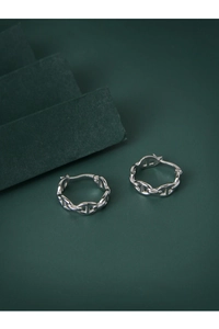 Macro shot of silver pig nose anchor link earrings with a high-polished finish