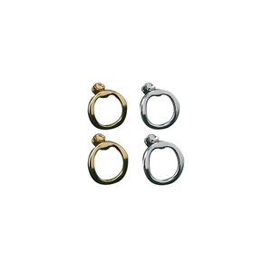 Minimalist S925 sterling silver hoop earrings in gold and silver finish on white background