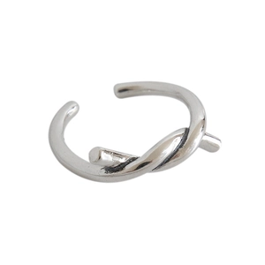 Anello aperto minimalista in argento sterling S925 con design a nodo vintage