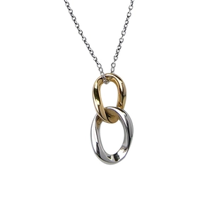 Minimalist S925 sterling silver necklace with interlocking gold and silver rings