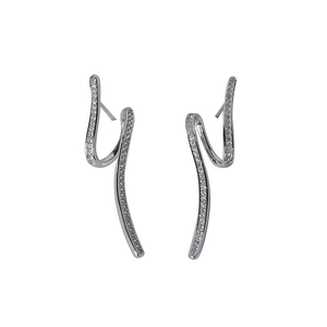 Boucles d'oreilles minimalistes en argent S925 avec zircons cubiques en pavé