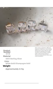 Detaillierte Nahaufnahme von S925 Sterlingsilber Ohrsteckern mit quadratischem Zirkonia