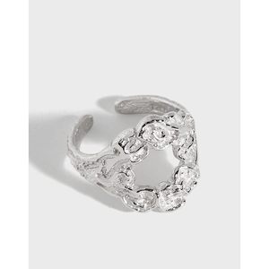 925 Sterling Silver Molten Lava Ring For Women Minimalist Irregular Hollow Out Open Adjustable Ring Ins Niche Design Fashion Jewelry Gift