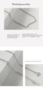Detail of 1.4mm S925 sterling silver curb chain with lobster clasp and 5cm extender