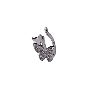 Minimalist S925 sterling silver butterfly ear cuff clip with shiny zircon stones