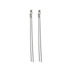 925 Sterling Silver Long Tassel Chain Stud Earrings Minimalist Geometric Drop Line Earrings For Women Daily Wear Jewelry