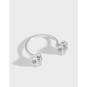 925 Sterling Silver Open Ring For Women Adjustable Smile Zirconia Heart Ring Minimalist Fashion Jewelry Finger Accessories