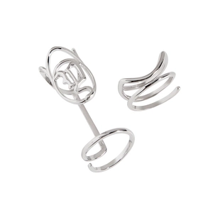 Minimalistisches 925er Sterling Silber Nagelring-Set mit abstraktem Spiraldesign