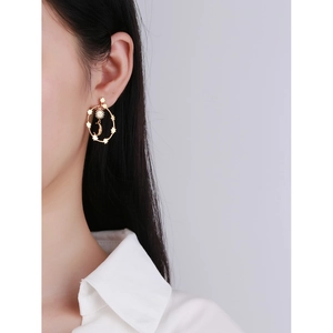 S925 sterling silver celestial gold hoop earrings with sun and moon charms for women