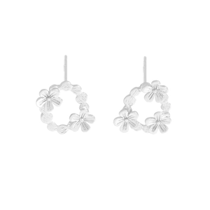 Minimalist S925 sterling silver stud earrings featuring asymmetric floral petal designs