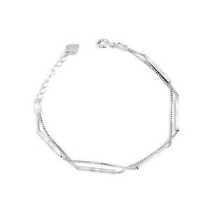 S925 Sterling Silver Double Layer Geometric Bar Bracelet Minimalist INS Style Fashion Jewelry Hand Accessory For Women Gift