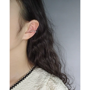 S925 sterling silver pearl bead ear cuff clip-on earrings for non-pierced ears