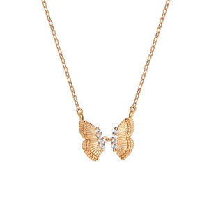 Collier minimaliste papillon doré avec pendentif texturé et chaîne en argent S925