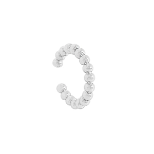 Minimalist S925 sterling silver beaded cuff earring with a polished metallic finish