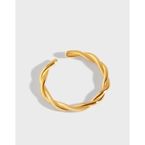 S925 Sterling Silver Twist Open Ring For Women Adjustable Minimalist Geometric Rope Texture Finger Jewelry Elegant Gift