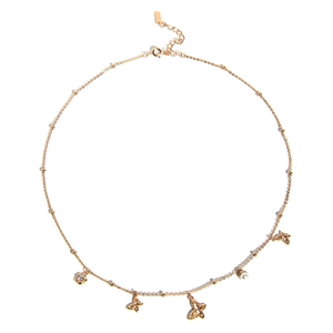 Goldene S925 Silberkette mit Schmetterlings- und Perlenanhängern im eleganten Design