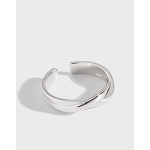 Minimalist 925 Sterling Silver Twisted Intertwined Open Ring For Women Adjustable Korean Ins Style Geometric Fashion Jewelry