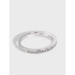 S925 Sterling Silver Zirconia Ring For Women Minimalist Micro Pave Thin Band Stackable Ins Style Elegant Finger Jewelry