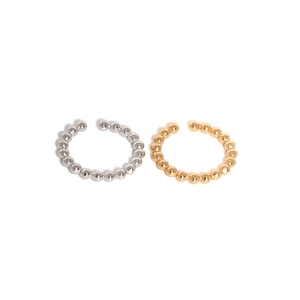 Minimalist S925 sterling silver beaded open ring in polished gold and silver finishes