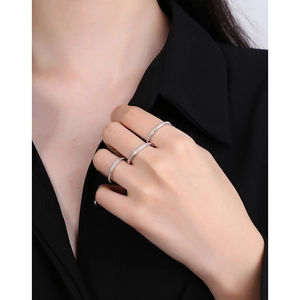 Minimalist S925 sterling silver stackable rings with micro-pave zircon for women