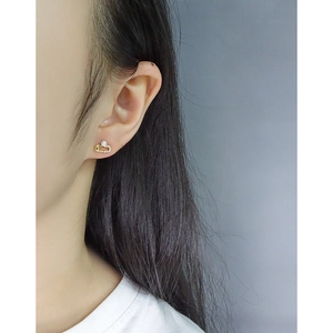 Minimalist S925 sterling silver safety pin earrings with white pearl and pavé cubic zirconia