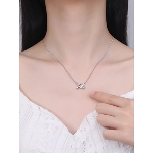 Elegant S925 sterling silver butterfly pendant necklace with colorful zircon stones