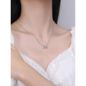 Elegant S925 silver butterfly necklace with colorful zircon pendant on female neck
